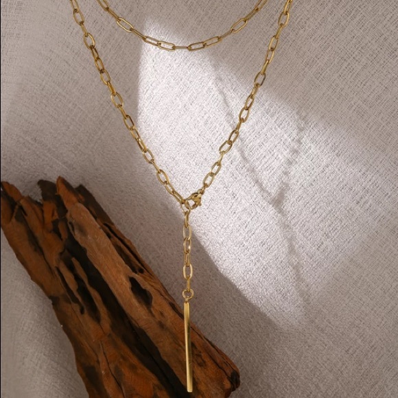 18K gold plated double layered necklace - Picture 5 of 6